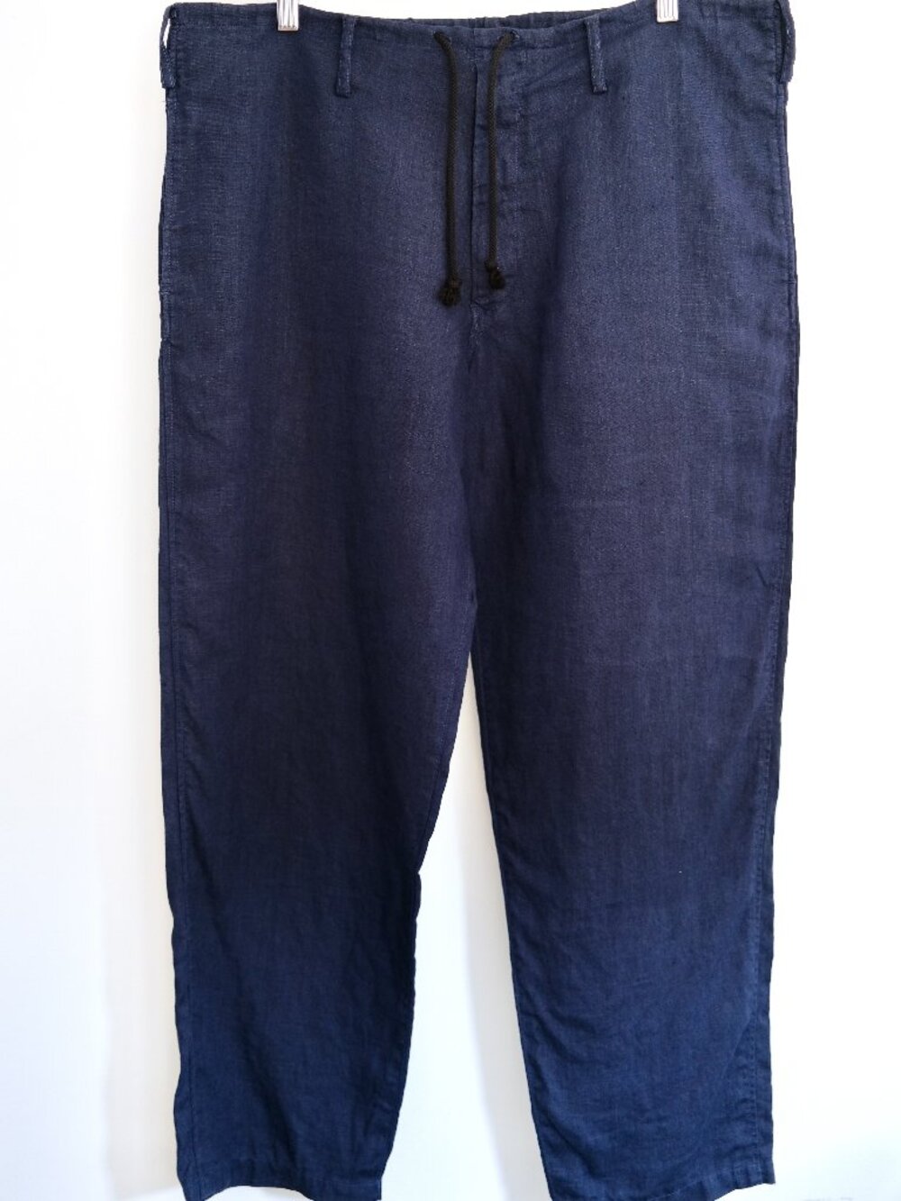 YYPH SS15 Piece-Dyed Wide Linen Easy Pants (Navy, Size 1)